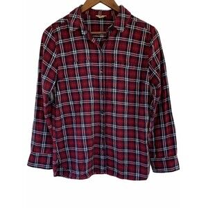 Women’s Woolrich Medium Long Sleeve Plaid Button Up 100% Cotton Academia Cowgirl